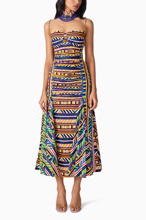 Green Yellow Stripe Mila Dress