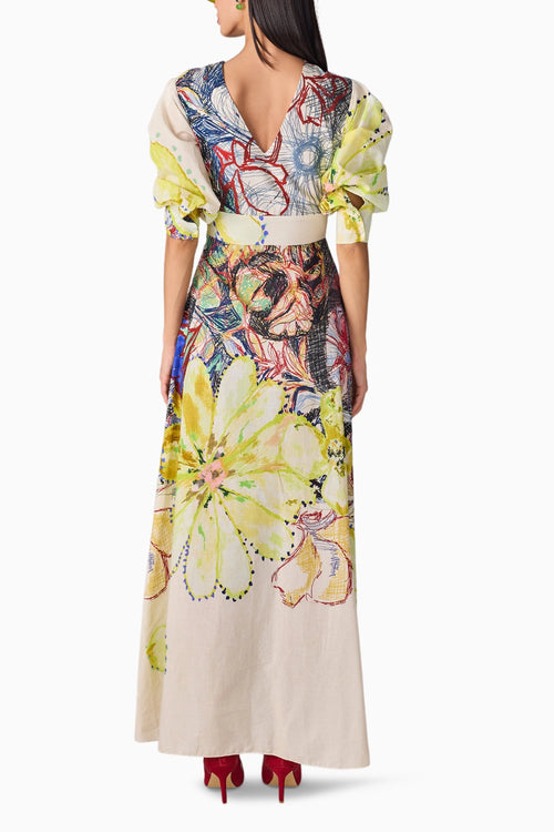 Yellow Blue Prime Daisy Dress