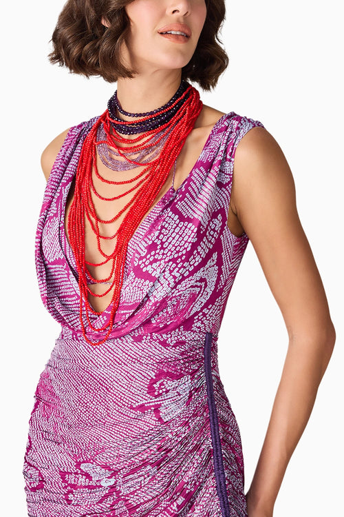 Purple Bandhani Nada Dress With Triangle bralette