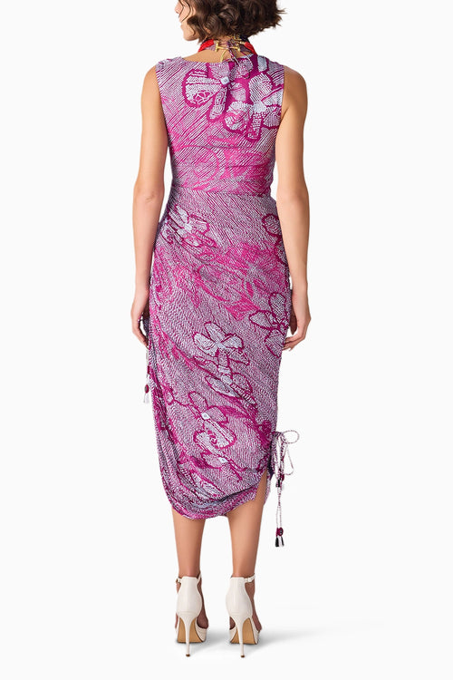 Purple Bandhani Nada Dress With Triangle bralette