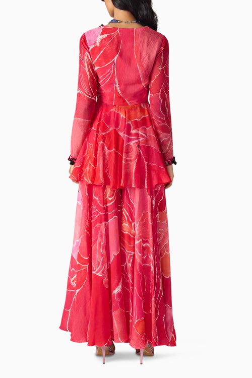 Pink Scratch Noor Kurta With Palazzo