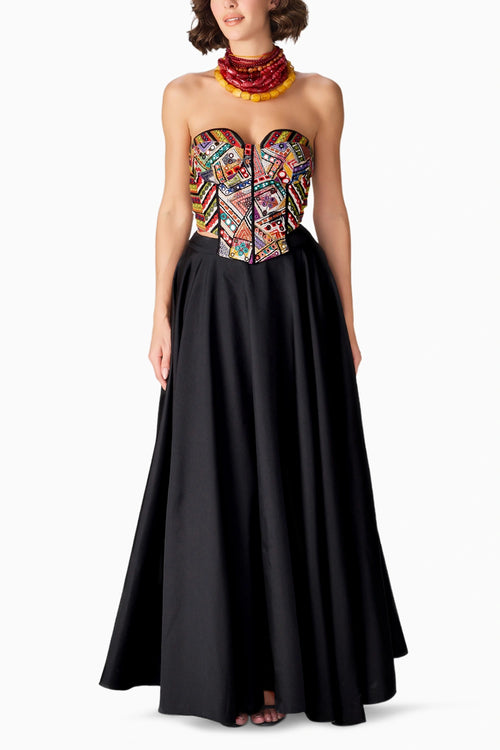 Embroidered Agnes Corset With Black Lucy Skirt