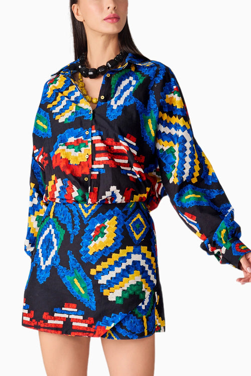 Black Multi Ikat Sia Shirt