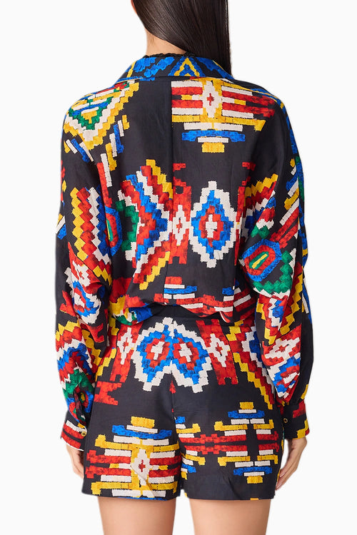 Black Multi Ikat Sia Skort