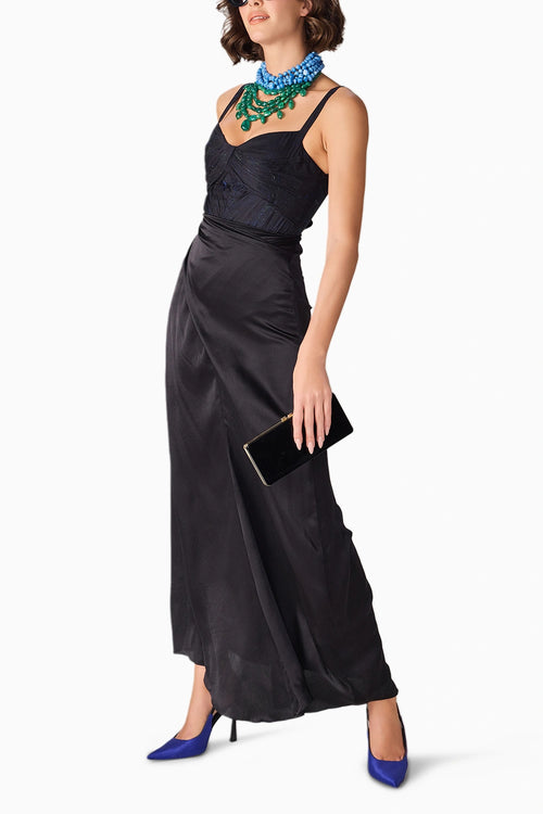 Black Scratch Flower Dakota Bodysuit With Black Zuri Skirt