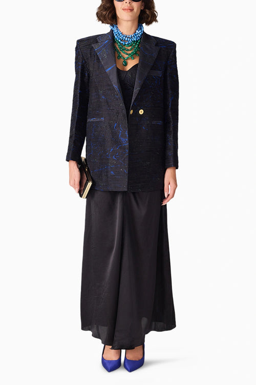 Black Scratch Flower Kellie Blazer With Dakota Bodysuit & Zuri Skirt