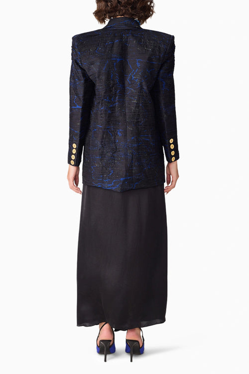 Black Scratch Flower Kellie Blazer With Dakota Bodysuit & Zuri Skirt