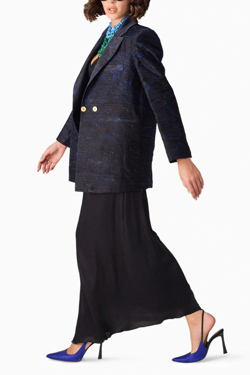 Black Scratch Flower Kellie Blazer With Dakota Bodysuit & Zuri Skirt