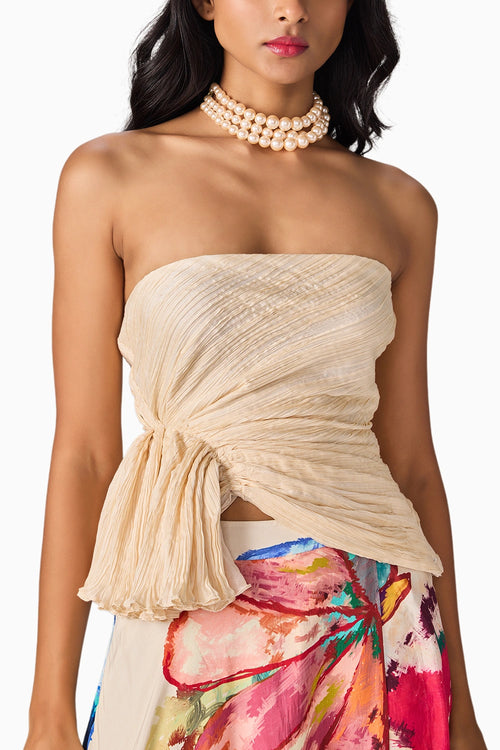 White Peplum Juliette Blouse With Mae Skirt