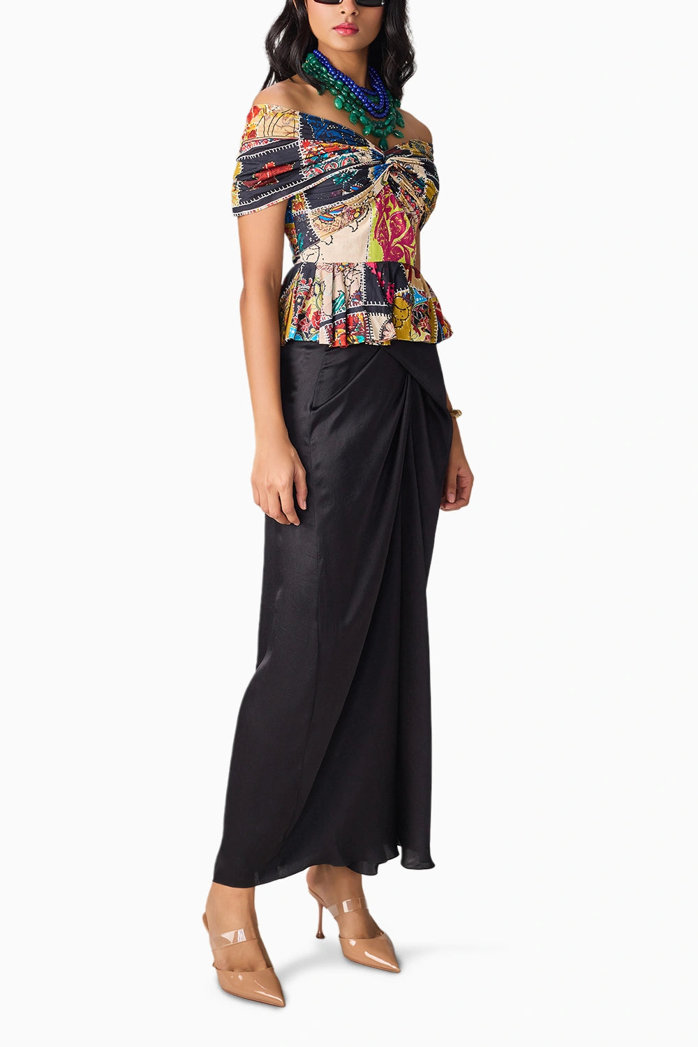 Garden Quilt Chrysa Blouse With Black Zuri Skirt