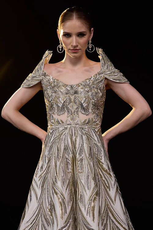 Structured Sleeve Gown