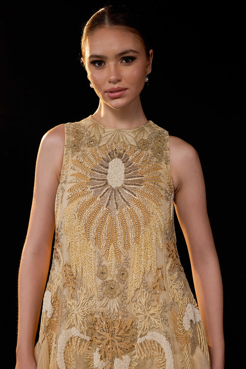 Off-Shoulder Structured Sleeve Gown