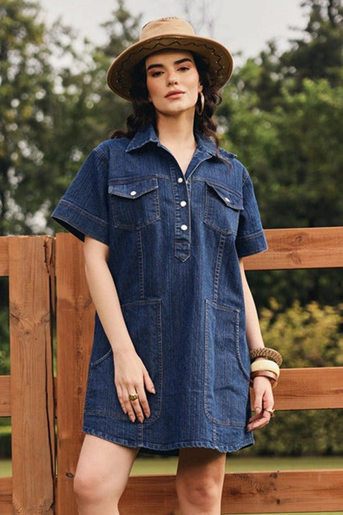 Heidi Denim Panelled A-line Dress