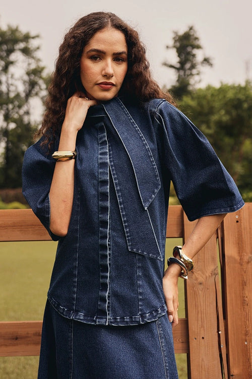 Grace Denim Top with Panelled Skirt