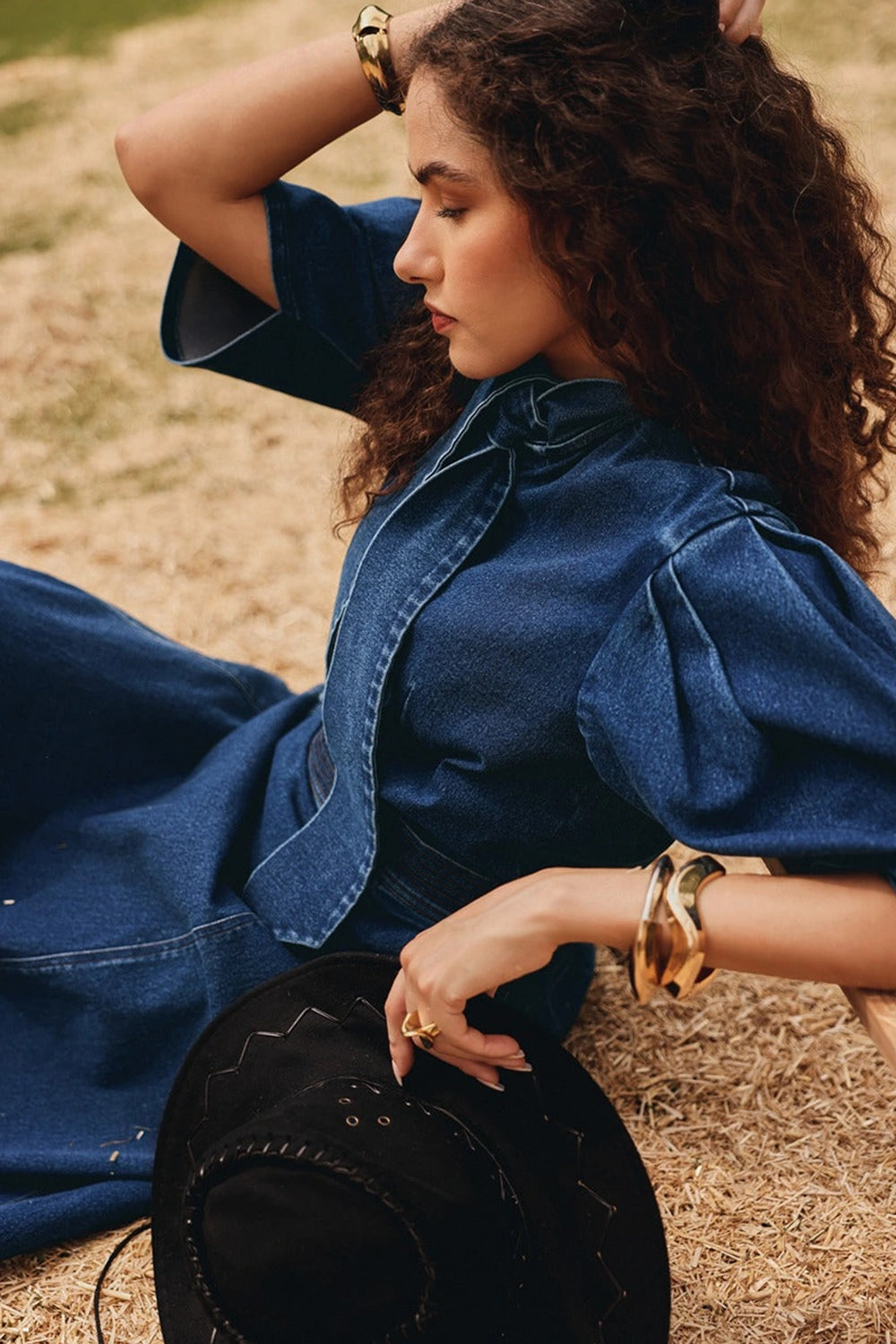 Grace Denim Top with Panelled Skirt