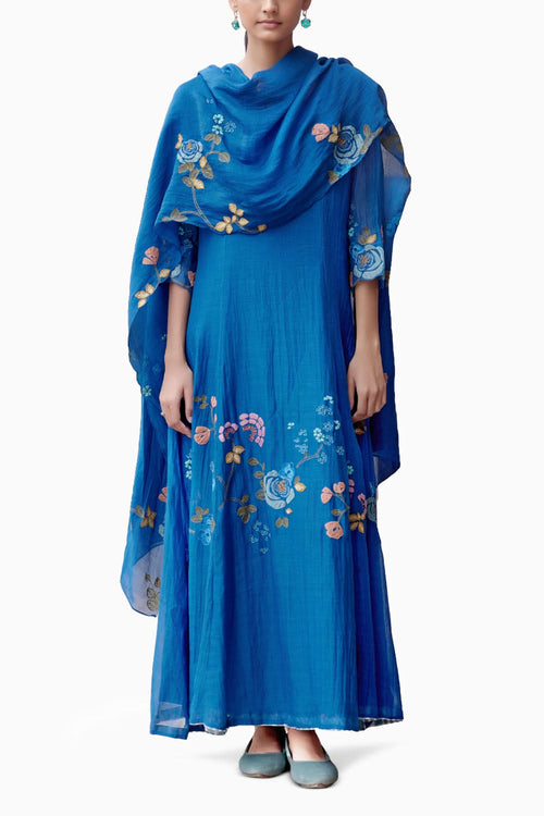 Sapphire Floral Anarkali Set
