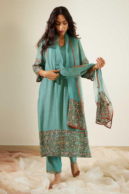 Blue Gulaal Stole