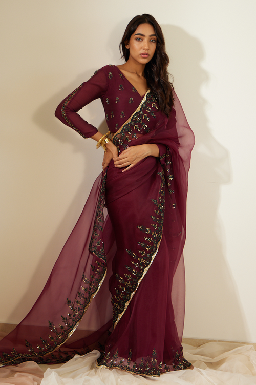 Purple Poornima Saree With Blouse