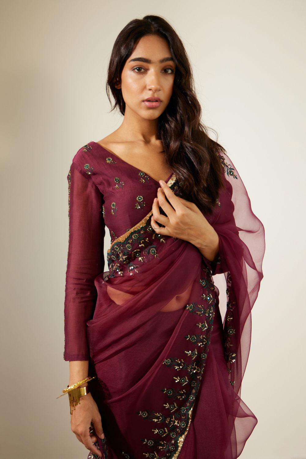 Purple Poornima Saree With Blouse