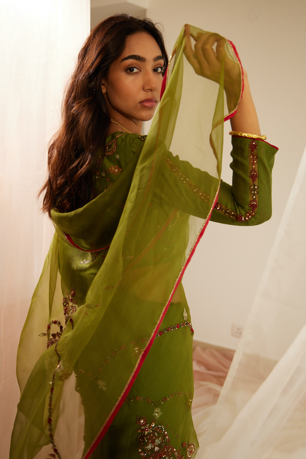 Green Dhuleti Saree With Blouse