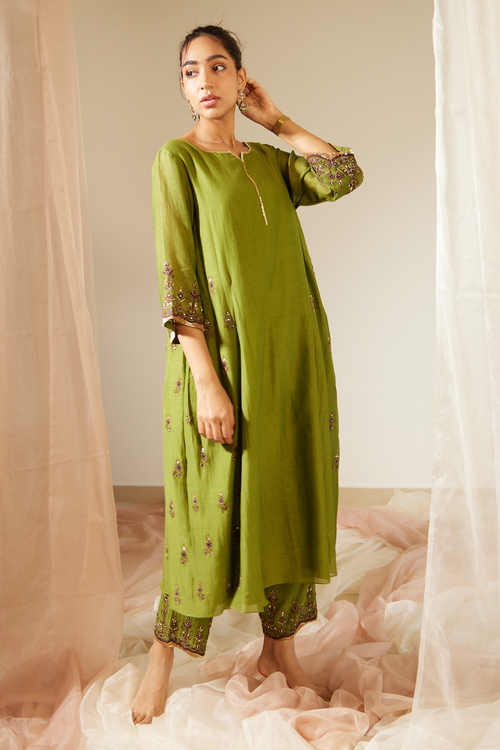 Green Poornima Kurta Set