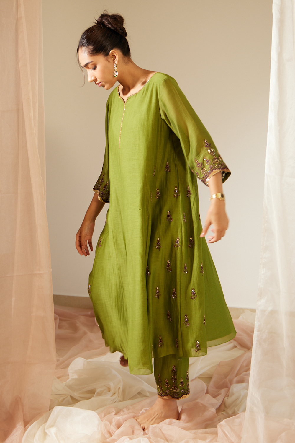 Green Poornima Kurta Set