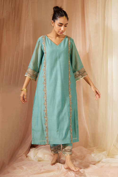 Blue Abir Kurta Set