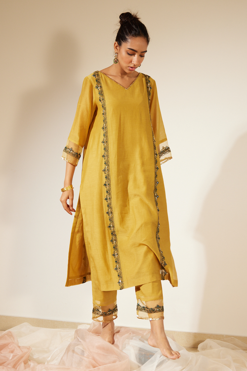 Yellow Abir Kurta Set