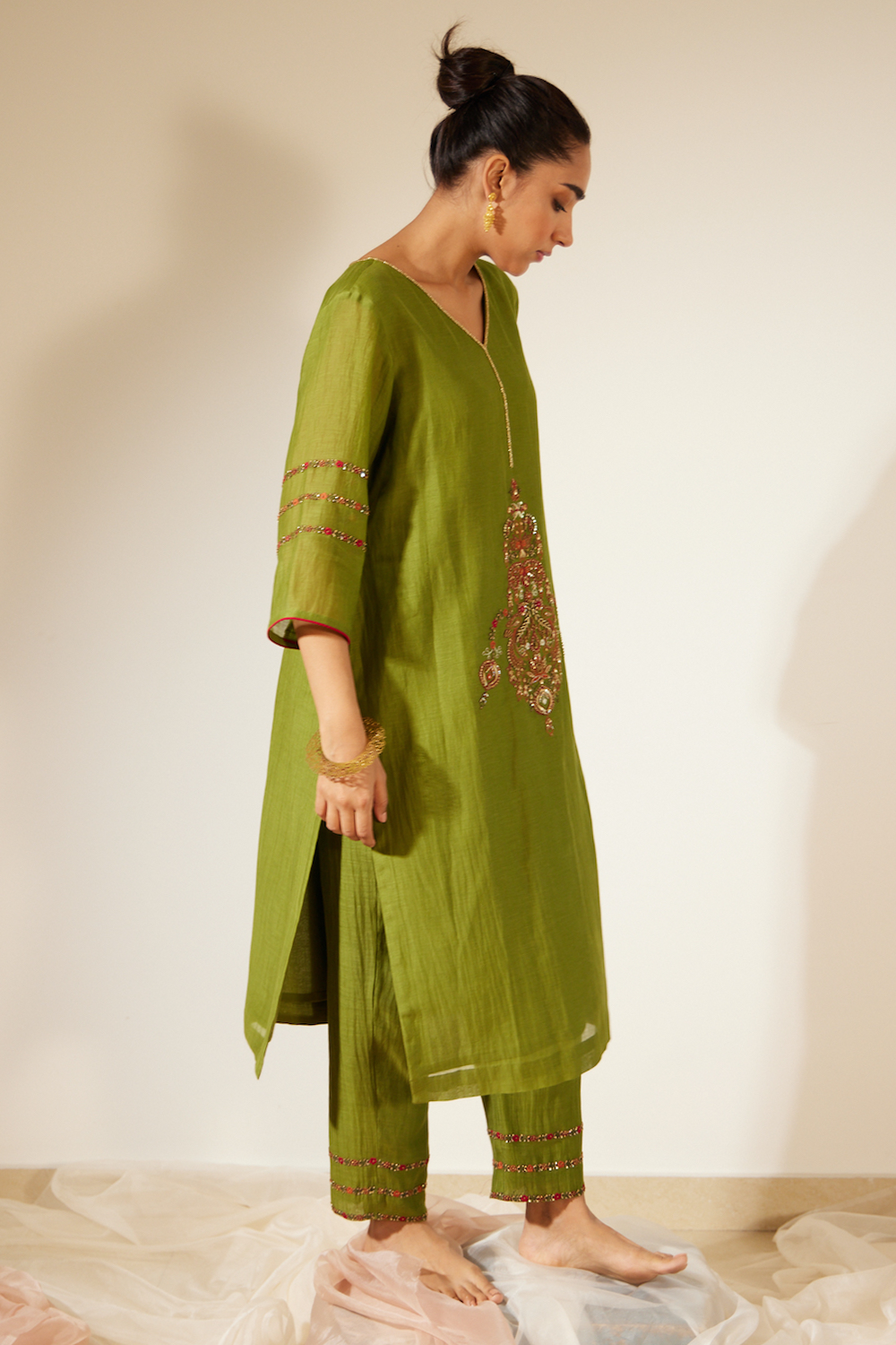 Green Dhuleti Kurta Set