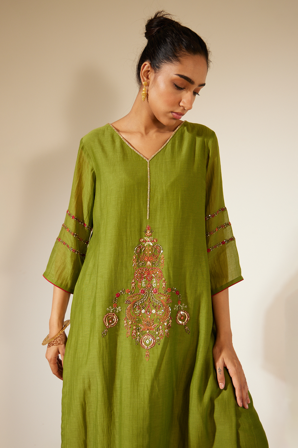 Green Dhuleti Kurta Set