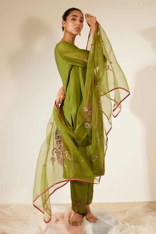 Green Dhuleti Stole