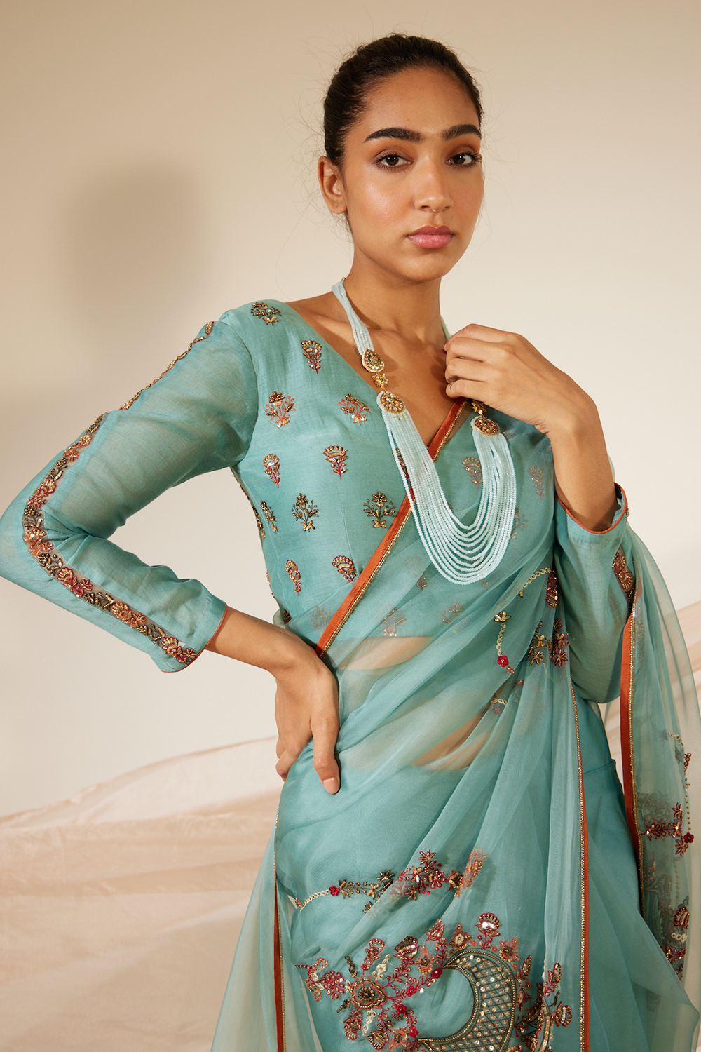 Blue Vrinda Saree With Blouse