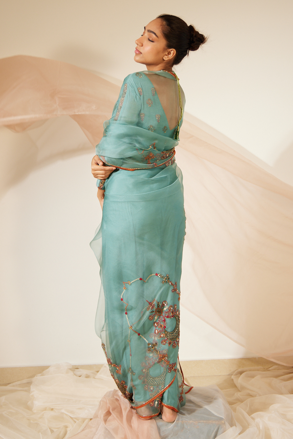 Blue Vrinda Saree With Blouse