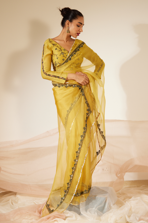 Yellow Abir Saree With Blouse