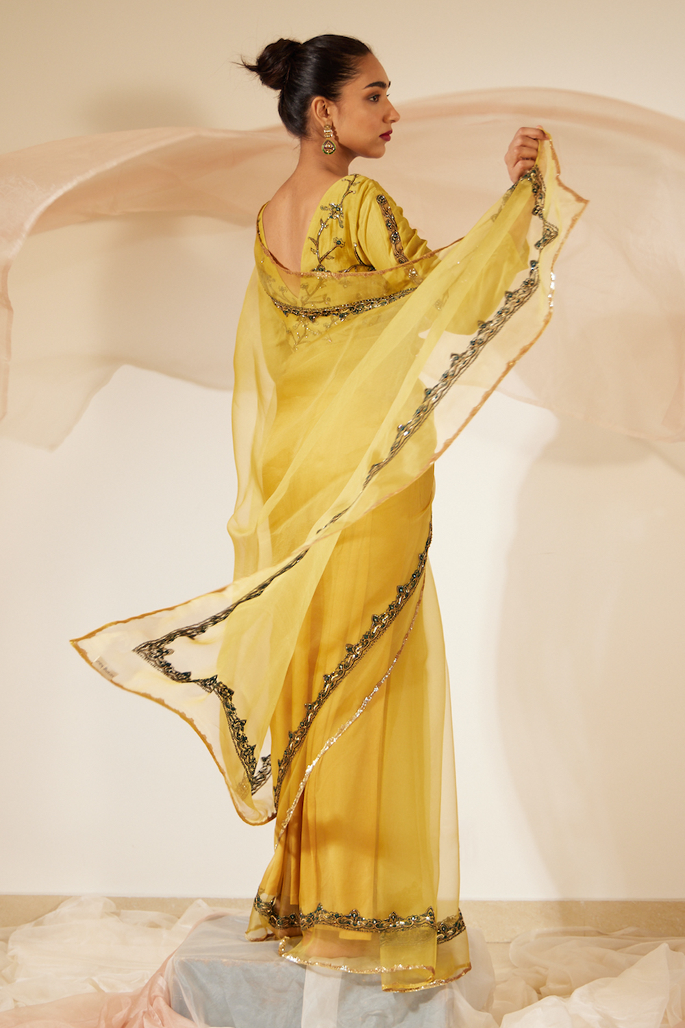 Yellow Abir Saree With Blouse