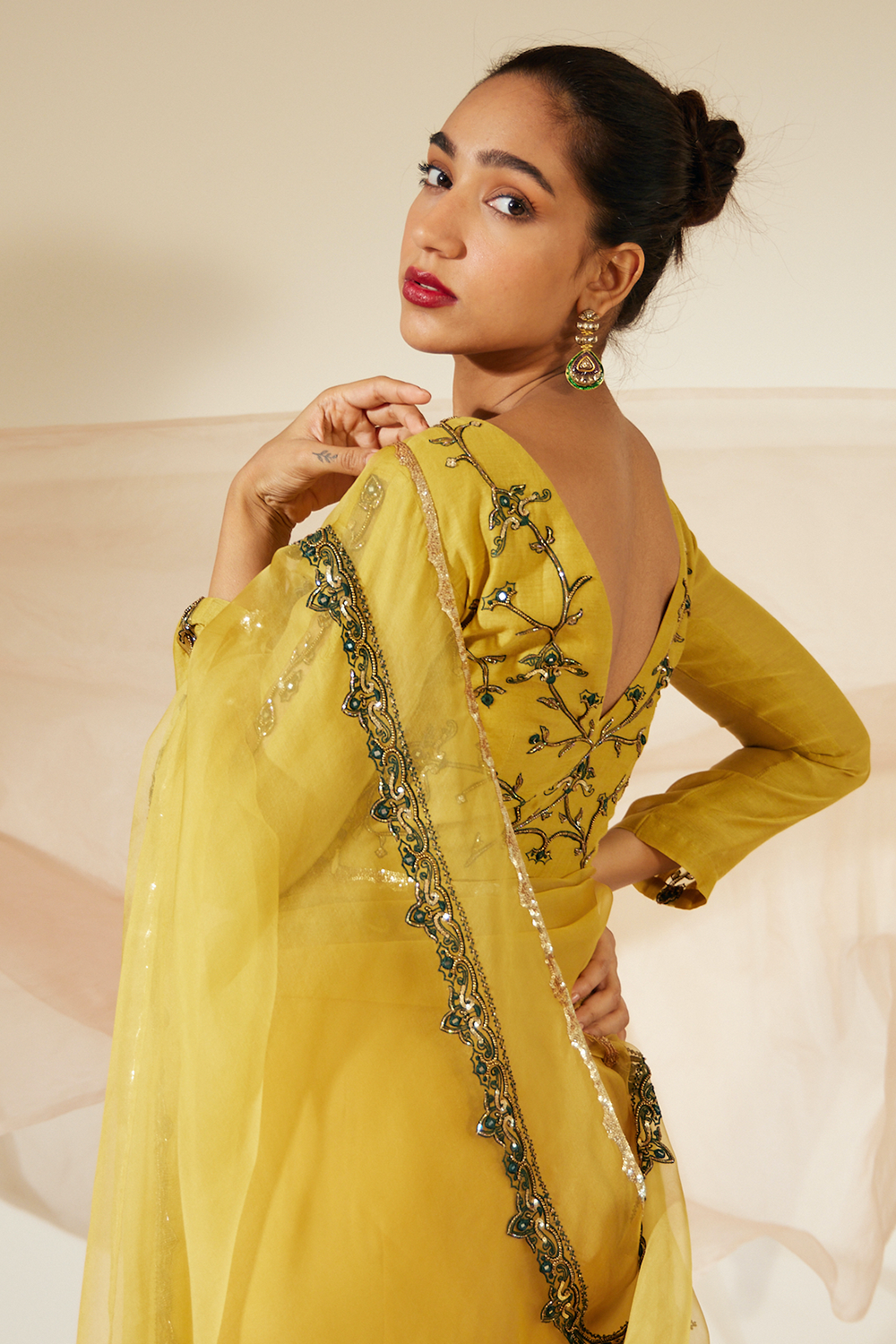 Yellow Abir Saree With Blouse