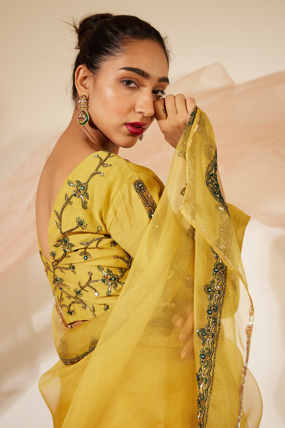 Yellow Abir Saree With Blouse