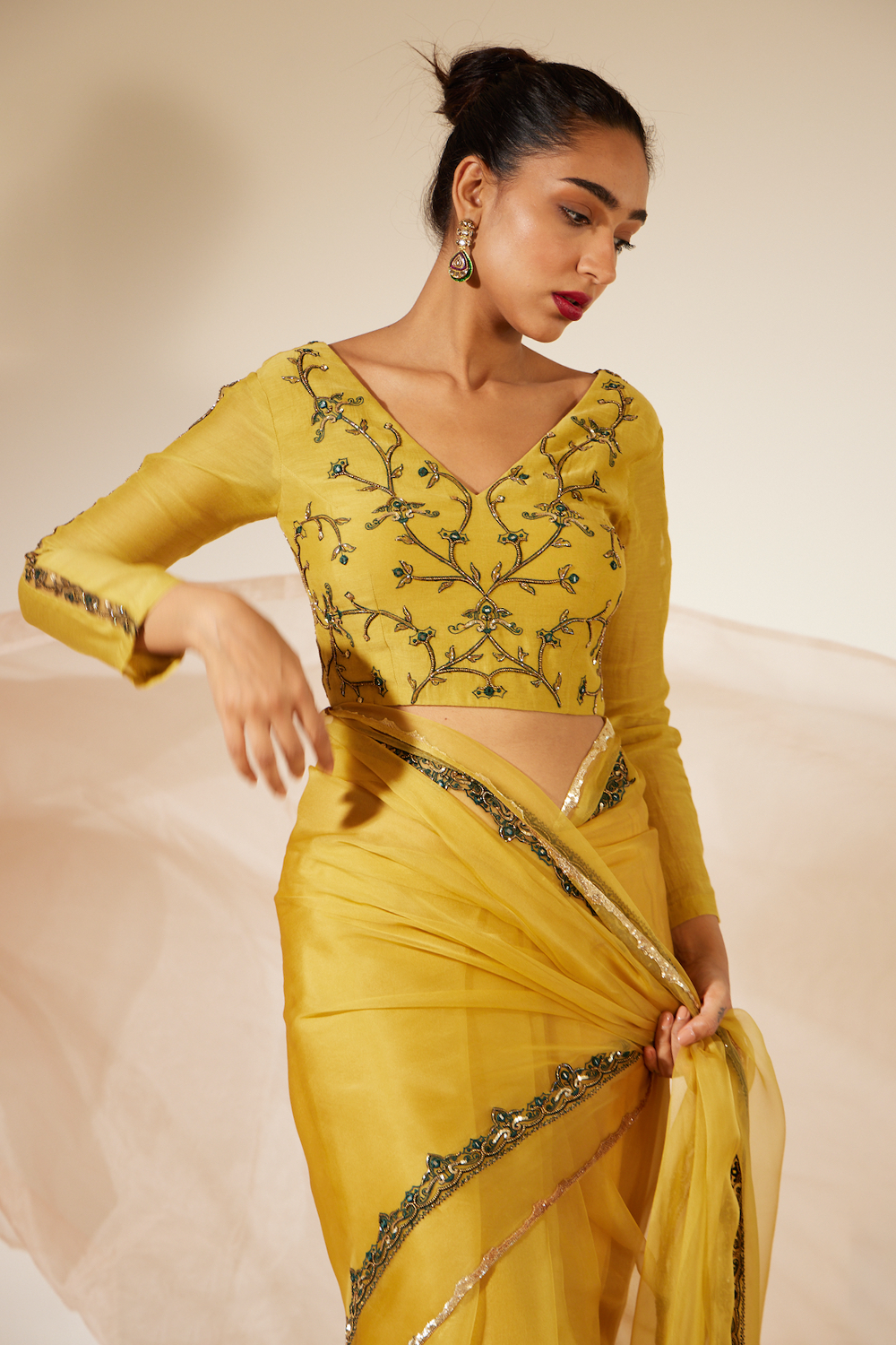 Yellow Abir Saree With Blouse