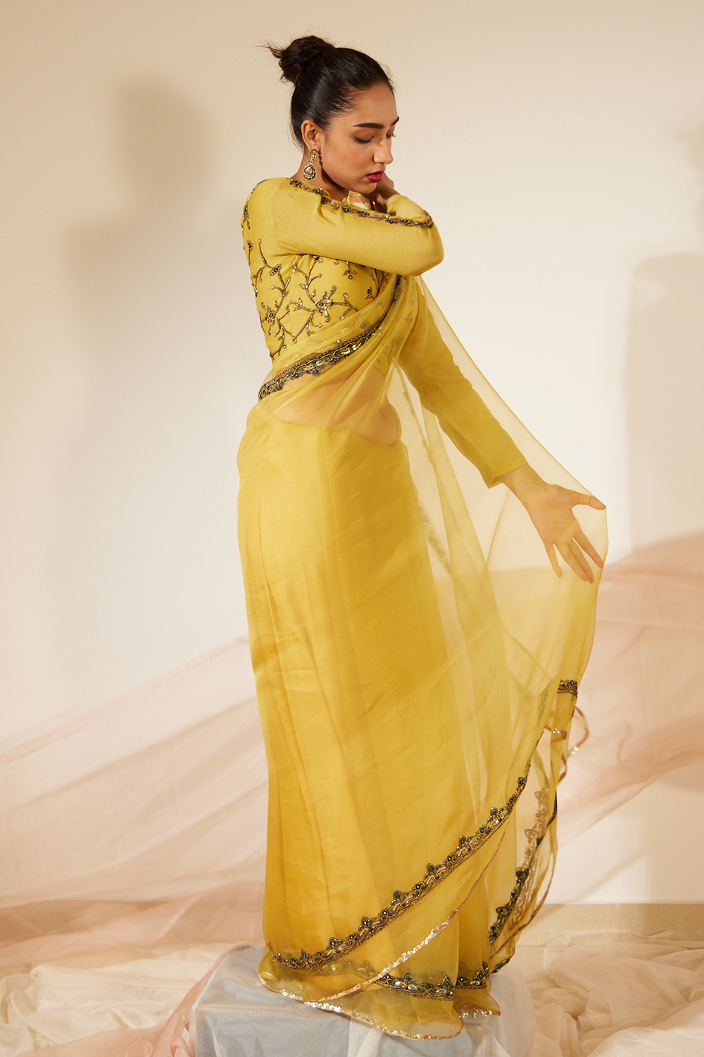 Yellow Abir Saree With Blouse