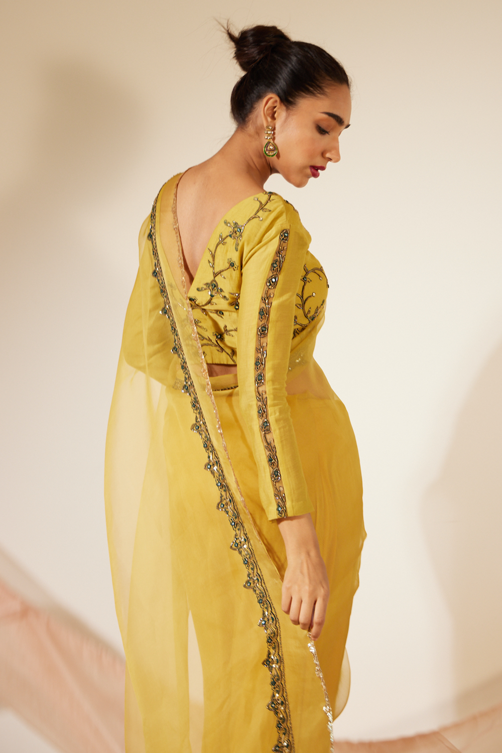 Yellow Abir Saree With Blouse