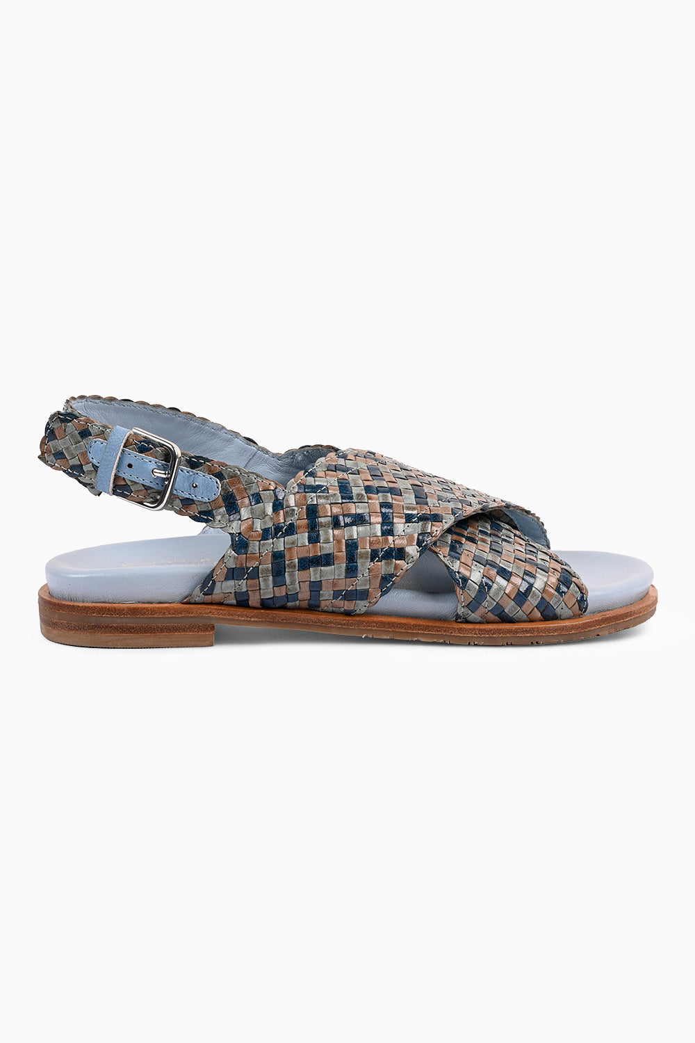 Sarina Blue Woven Footbed Sandals