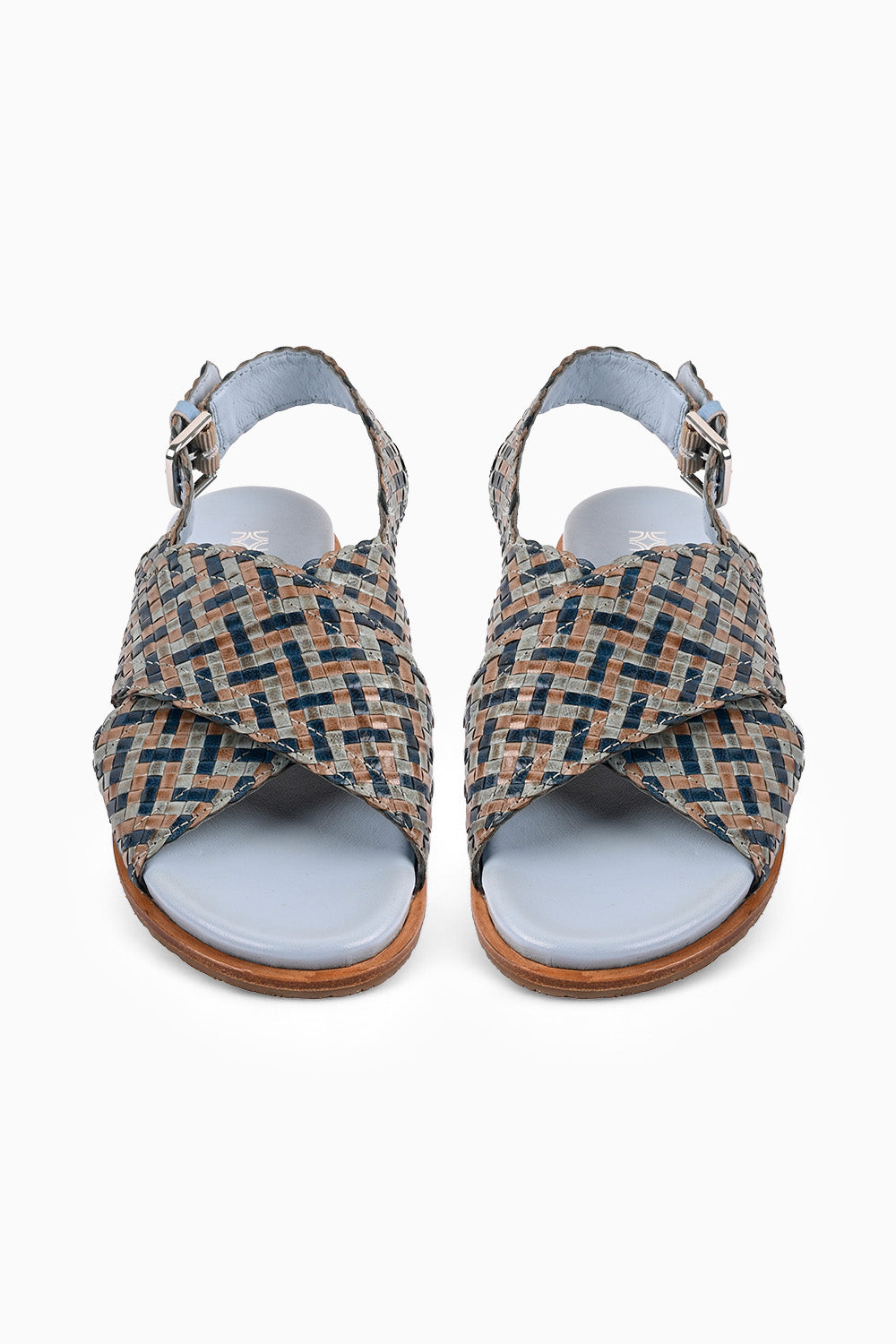 Sarina Blue Woven Footbed Sandals