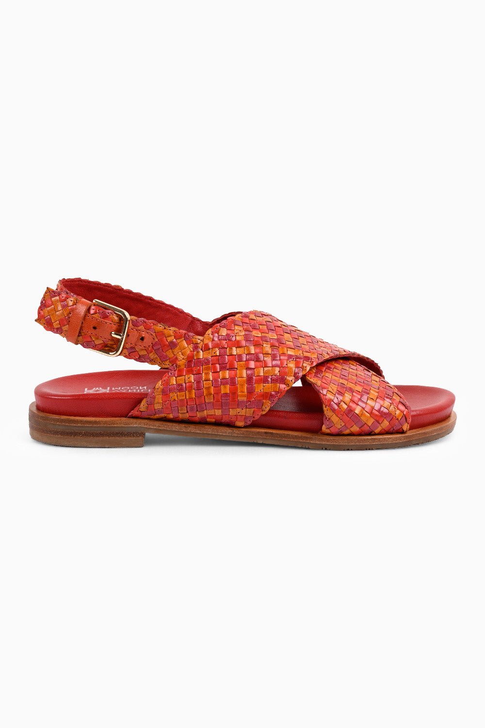 Sarina Red Woven Footbed Sandals