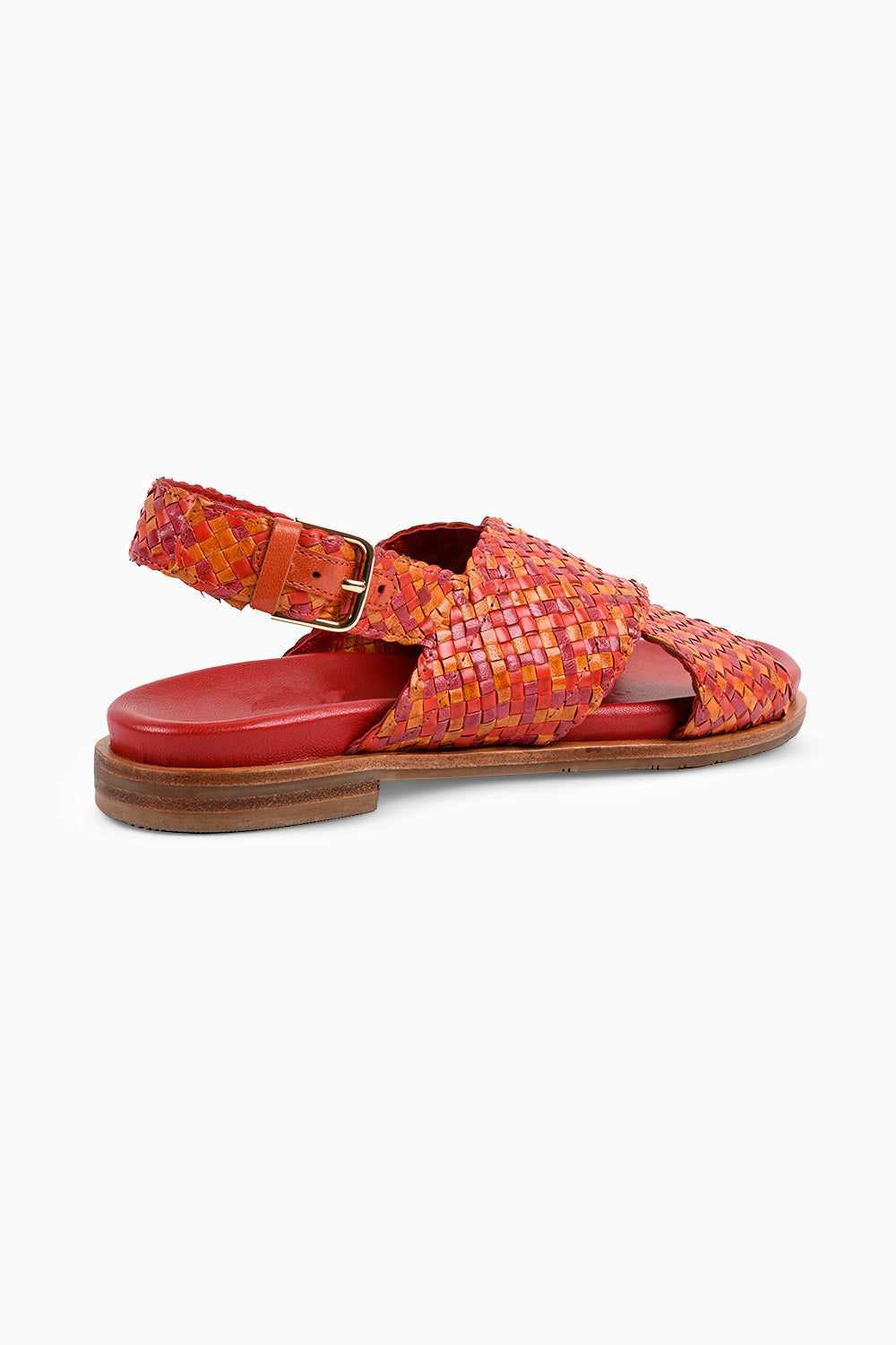 Sarina Red Woven Footbed Sandals