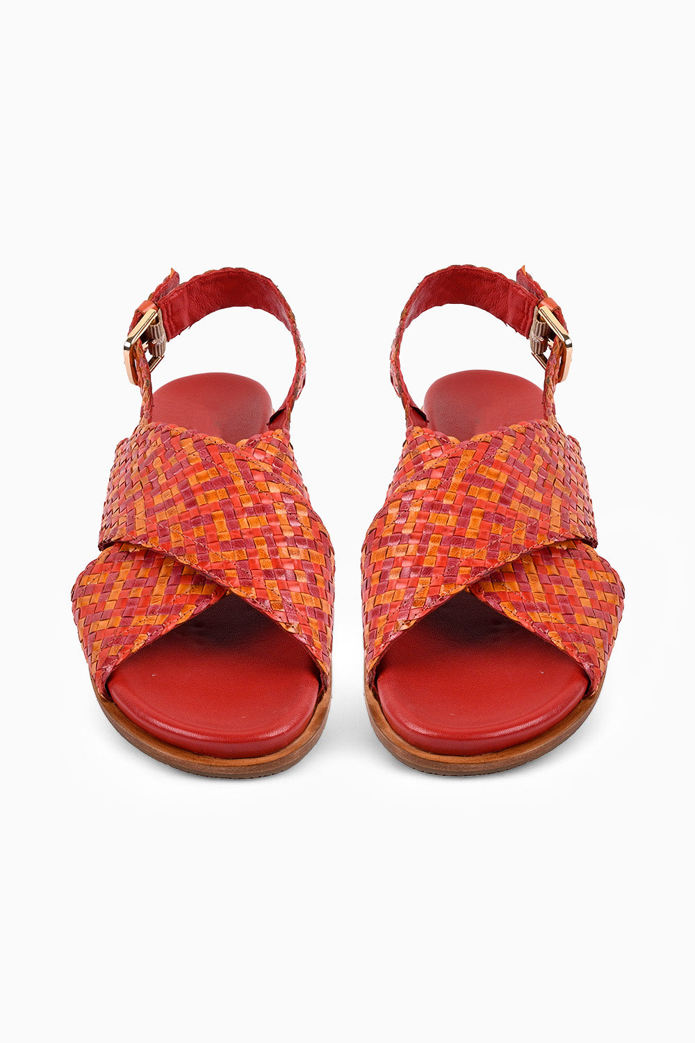 Sarina Red Woven Footbed Sandals