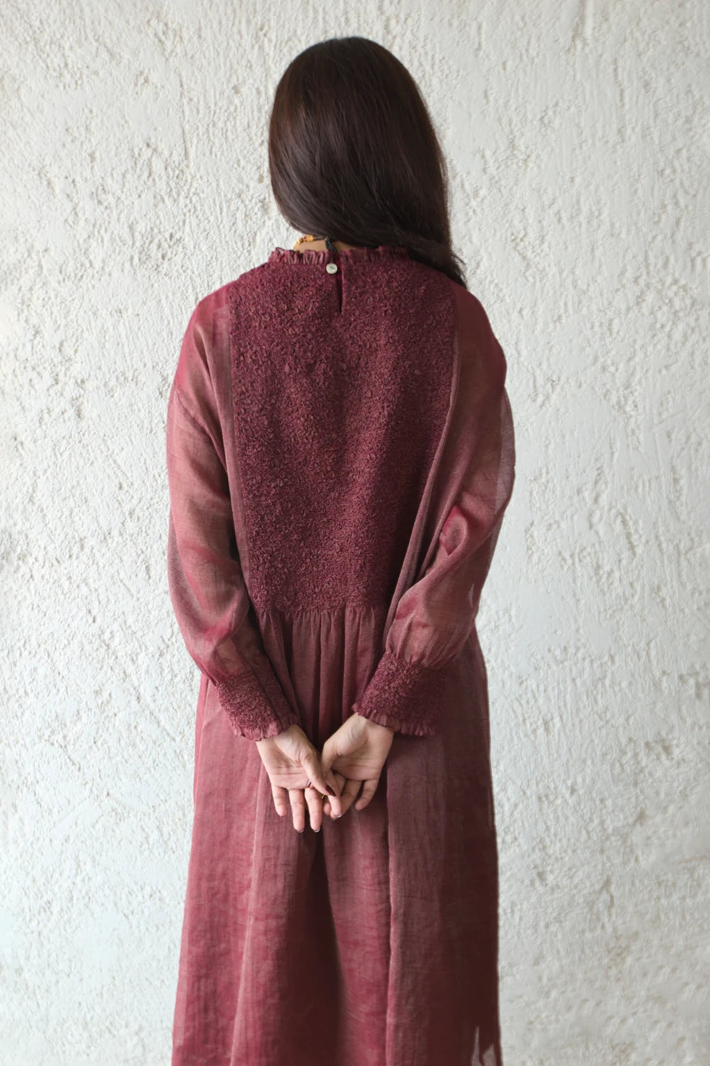 Wine Scrunchy Smock Shift Tunic