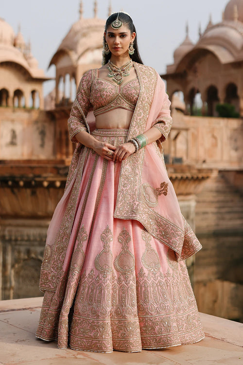 Jannah Pink Lehenga Set with Blouse and Dupatta