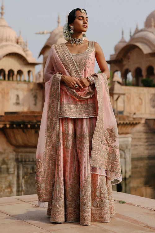 Tasnim Pink Kurta Set with Sharara and Dupatta