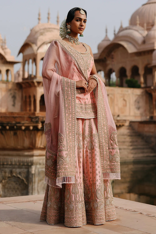 Tasnim Pink Kurta Set with Sharara and Dupatta
