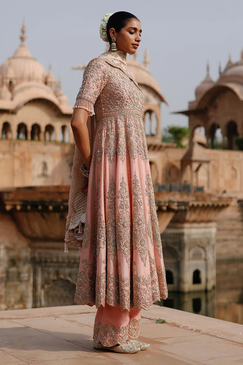 Mahrosh Pink Kalidaar Anarkali Set with Palazzo and Dupatta